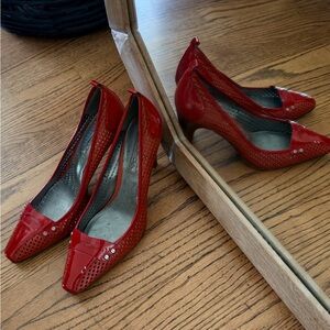 VIA SPIGA RED Patent LEATHER Pumps Heels SHOES 37